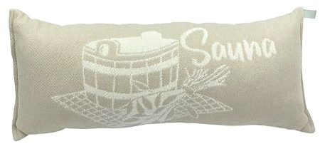 Ger3as Saunakissen Reisekissen, Baumwolle 100% Saunakissen, 50 x 22 cm Sauna Kopfkissen (Beige/Weiß)