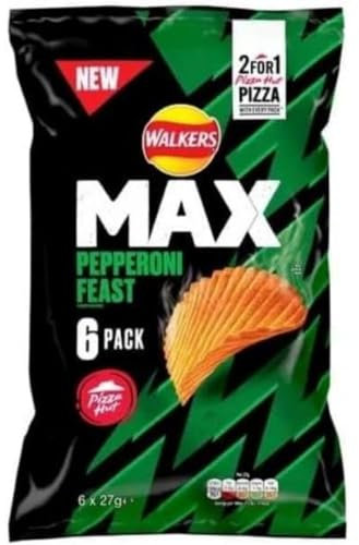 Walkers Max Pizza Hut Pepperoni Feast Multipack Crisps 6x27g