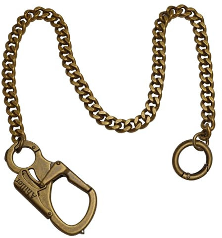 Ahiller Geldbörsenkette mit Verschluss [Doppelschloss-Design mit Wolframstahl-Kegelkopf], Heavy Duty Biker-Kette, Herren-Geldbörsenkette, Jeanskette und Schlüsselkette (YK-Copper,1)