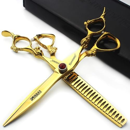 Barber Professional 6/7/7.5/8/9-inch high-end JP440c Barber Scissors Set Hair Scissors Set (7-inch-2pc-B)