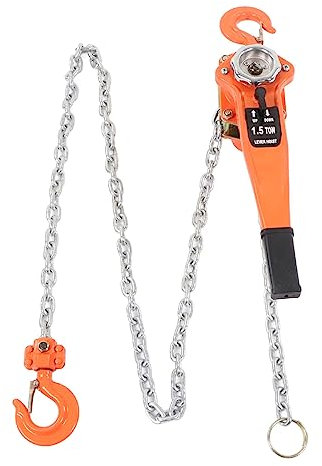 Manual Lever Chain Hoist Ratchet Puller Hoist 1.5T 3300LBS Load Capacity 2.5M Load Chain for Garage Factory Construction