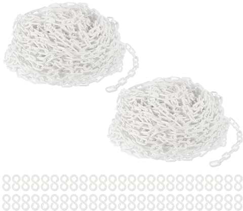 PATIKIL 120m Absperrkette Kunststoff mit 50 Kettenglieder Warnkette Plastikkette Sicherheitskette Plastik Dekorationskette von Flächen stabil für Absperrung, Weiß