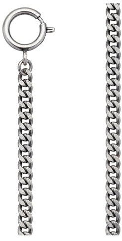 REGENT Herren Taschenuhr Kette 6 mm Breite 31 cm Länge mit Karabiner Flachpanzer Grau PS-02