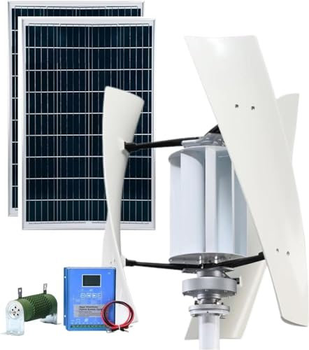 XINRISHENG Kit d'éolienne à axe Vertical 8000W Éolienne Panneau Solaire 100W * 2 Éolienne Éolienne Moteur à lévitation magnétique de contrôleur Hybride éolien et Solaire,48v