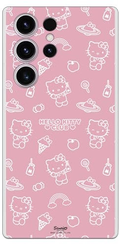 Personalaizer Case for Samsung Galaxy S24 Ultra with Hello Kitty and Flower Pattern - Kawaii Style - Flexible TPU Silicone Case Transparent
