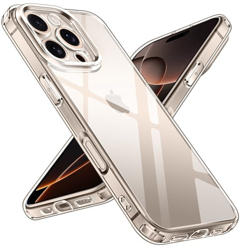 ivoler Nie Vergilbung Klar Hülle für iPhone 16 Pro Max, Militärstandard Stoßfest Transparent Schutzhülle Kratzfest Rückseite Handyhülle Dünn Durchsichtige Case Cover