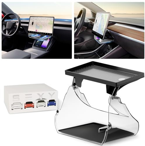 RUILIXIN Plateau de rangement magnétique pour console centrale Tesla Model Y Model3, plateau de rangement magnétique derrière l'écran, accessoires Tesla Model Y 2024-2021 noir