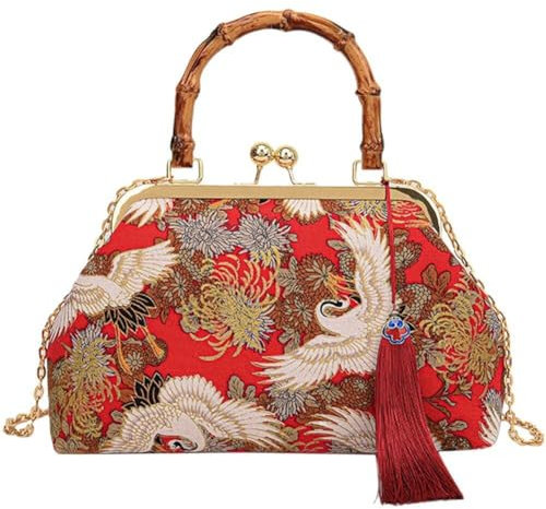 Baokuan Handtasche Luxus Abend Bag Chinesischer Stil Kranich Bestickte Cheongsam Tasche Bambus Umhängetasche Für Frauen