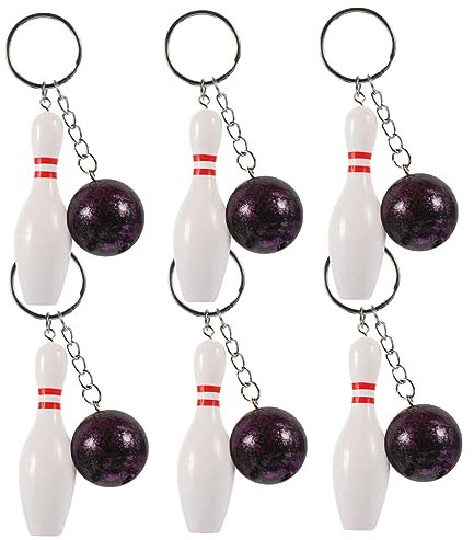 Garneck 6 Bowling-pin-schlüsselanhänger – Mini-bowling-spielzeug Für Kinder Bowling-pin-partygeschenke Cartoon-schlüsselanhänger Für Schulkarnevalspreise