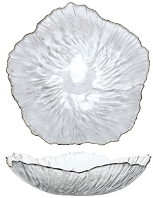 Jarsense Assiette à fruits en verre en forme de fleur - Assiette décorative pour fête de mariage, bureau - Blanc transparent