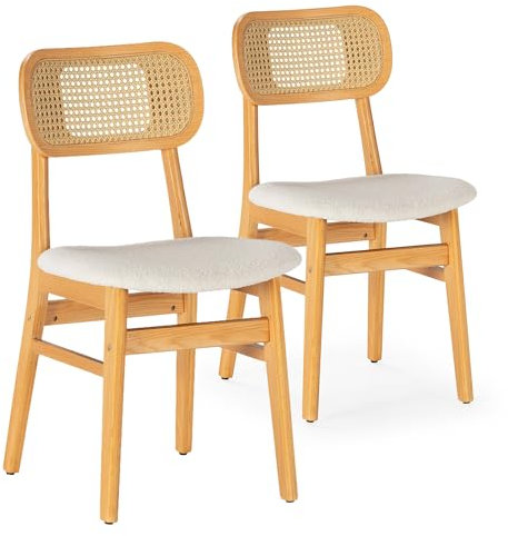 HOMN LIVING Set mit 2 Stühlen Boira Eiche mit Lammfellstoff, 47 cm (Breite) 50 cm (Tiefe) 80 cm (Höhe)
