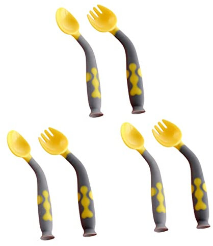 VICASKY 3 Sätze -twist-löffel Kindergeschirr Utensilien Zum Füttern Von Kleinkindern Geschirr Zum Selbstfüttern Für Kleinkinder Babygeschirr Babybesteck Utensilien Training Yellow