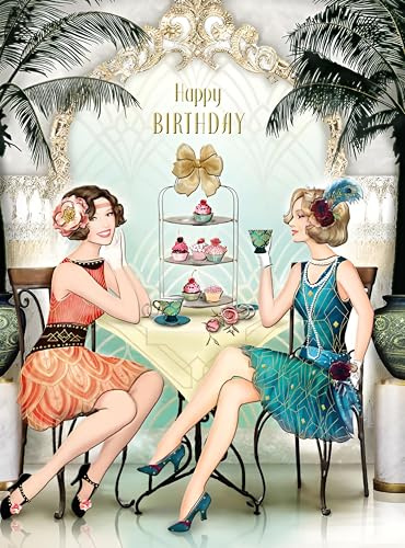 Geburtstagskarte für Frauen – Allgemeine Karte für Frauen – spezielle Oberflächen – stilvolles Vintage-Art-Deco-Design – hergestellt in Großbritannien – umweltfreundlich