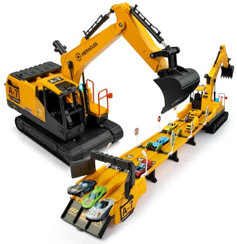 Jouet Pelleteuse Transformable, véhicule de Chantier Son et lumière Walking, Voiture Jouet Enfants véhicules de Chantier avec lumières et Plusieurs musiques pour 3 4 5 6 7 Ans garçons et Filles