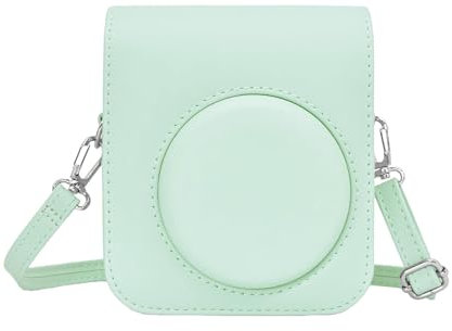 ASFWAGQ Sofortbildkameras Tasche Kompatibel mit Instax Mini 12 / Mini 11 Mini 9 Mini 8 PU Leder Sofortbildkamera Reisetasche mit Schulterriemen und Tasche (Mint Green)