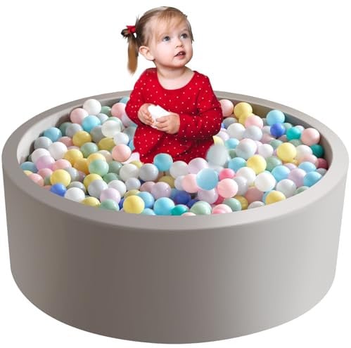 Aunekiv Piscina de bolas de espuma de 35.4 x 11.8 pulgadas para niños pequeños, piscina redonda para bebés de 1 a 3 años, pozos de pelotas de juego para niños, regalo ideal para niños y niñas, pelotas