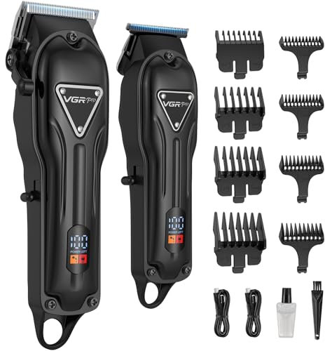 Vgrpro Hair Clippers for Men Professional, Cordless Clipper and Trimmer Set, Clippers for Hair Cutting Kit with Long Battery Life, Electric Hair Trimmer for Family Barber Kids Use(Black)