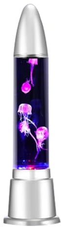 Fantasy-LED-Wasserblasen-Quallen-Rohr-Stehlampe mit 7 farbwechselnden Lichteffekten und 3 künstlichen Quallen, künstliches Aquarium-Nachtlicht, Stressabbau, beruhigende sensorische Lampe für Autismus