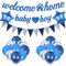 Babyparty Deko Willkommen Zuhause Set - 22 Pcs Gender Reveal Party Deko Baby Shower Taufe Boy Ballons Wimpelkette Kinderzimmer Gender Reveal Party Welcome Home Baby Boy Herzlich Girlande
