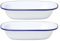 HOCHSTE® Falcon Enamel Oblong Pie Dish - Traditional White Baking Tray with Blue Rim, Oven Safe Up to 270°C, Dishwasher Friendly, Perfect for Pies, Puddings & Roasting White 2 Pack - 20x15x4.5cm