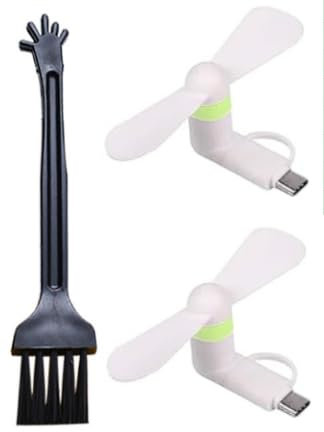 SEMINISMAR Mini ventilatore per cellulare, mini USB portatile, ventilatore USB, piccolo e silenzioso, ventola 2 in 1 per telefoni Android/tipo C (bianco x 2 PCS)