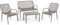 Set für Garten und Außenbereich, aus Polypropylen mit Glasfaser, 4-Sitzer, 2-Sitzer-Sofa, 2 Sessel und Tisch, stapelbar, wasserdicht, modernes Design, Taupe