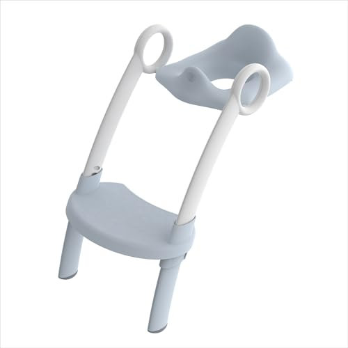 Rotho Babydesign TOP XTRA Toilettentrainer – WC Sitz mit Treppe, rutschfest & höhenverstellbar – Klositz für Kinder, klappbar, bequem & leicht zu reinigen, grau