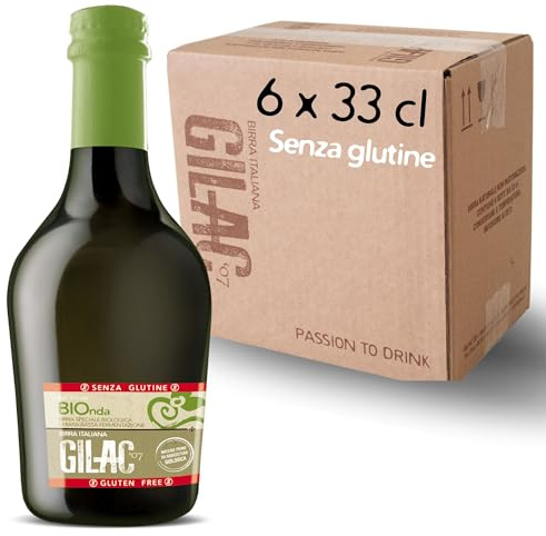 GILAC BIOnda - Birra senza glutine Biologica 6 x 33cl - Birra artigianale Italiana Non Filtrata e Non Pastorizzata, Birra Lager Chiara Raffinata e Rinfrescante - Birre artigianali Made in Italy