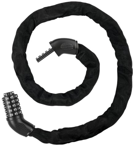 Ainiv Fahrradschloss Zahlenschloss, Anti-Diebstahl Fahrrad KettenSchloss | mit 5 stellig, 6mmx100cm Stahlkettenglieder Kettenschloss für Fahrrad/Motorrad/E-bike/Scooter/Tür/Zaun/Grill (Schwarz)