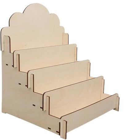 Grußkarten-Präsentationsständer – mehrstöckige Holzstaffelei, vertikales Kartenregal | Kompakte Display-Einheit mit 4 Ebenen, funktionale Vitrine für Postkarten, Grußkarten, Fotos und