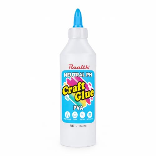 Realth Craft Glue/PVA Glue 1 Pack 250ml Dries Clear & Flexible | Art Glues, All-Purpose Adhesive, Used for Paper Card Jewelry Making DIY Projects