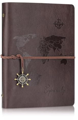 Aomiduo A5 Notizbuch Nachfüllbar Tagebuch Vintage Spiralbindung Reisetagebuch PU Leder Notebooks journal für Zeichnen Skizzieren Geschenk für Mädchen Jungen