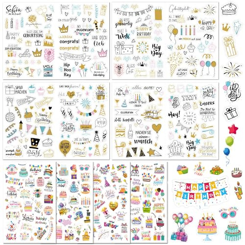 VVQWCY 325 Stück Sticker Geburtstag Gästebuch, Aufkleber für Gästebuch Fotoalbum Geburtstagskarten Geschenke