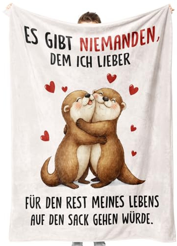 GoMelley Jahrestag Geschenk für Ihn Sie, Süße Otter Kuscheldecke | Ich Liebe Dich Geschenke für Frauen Männer, Partner Geschenke für Freundin Freund Geburtstag, Hochzeitstag, Weihnachten