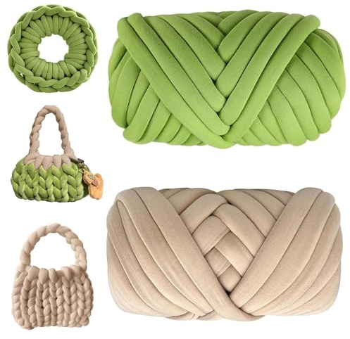 Touosy Filato Gigante Grosso Filato Marshmallow, Gomitolo Lana Grossa Chunky Yarn 500g/25m Cotone Tubolare Morbido per Uncinetto Maglia Borse Coperte Nidi Animali Domestici DIY Artigianato