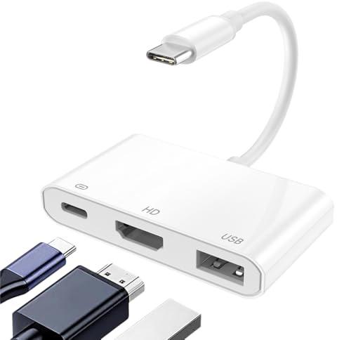 Dhqkqg USB C HDMI Adapter 4K, 3 in 1 USB C auf HDMI Adapter mit 100W PD Ladeanschluss, USB 3.0 Hub, für Mobiltelefone, Tablets, Laptops, Andere Geräte für Unterhaltung zu Hause und Geschäftstreffen