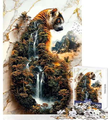 Lemur's Hidden Eden Puzzle 1000 Teile Konzentrationsspiel passgenaues Design ideal für unterwegs Denkspielgeschenk (38x26cm)