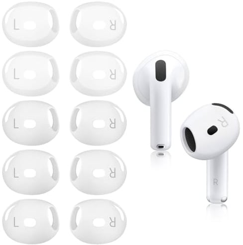 Cheynn 5 Paar Ersatz Ohrstöpsel für AirPods 4, Rutschfeste Silikon Ohrstöpsel Abdeckungen Kratzfeste Kopfhörer Aufsätze Ultradünne Ohrpolster Schutz Überzug Kompatibel mit Ladehülle Weiße & Transparen