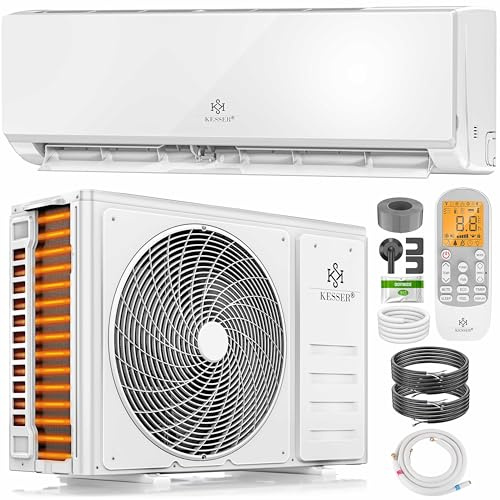 KESSER® Climatizzatore Split con funzione WiFi/app, raffreddamento A++/riscaldamento A+, 18000 BTU/h (5.300 W), molto silenzioso, refrigerante R32, telecomando, funzione timer, materiale di montaggio
