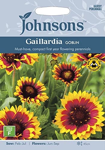 Johnsons 12403 Flower Seeds, GAILLARDIA Goblin, Red & Yellow