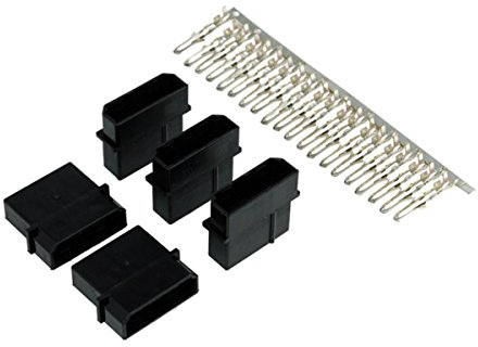 Phobya PSU Power Connector 4Pin Molex Buchse inkl. 4 Pins - 5 Stück Black Kabel Connector