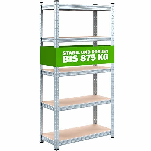 Monzana® Scaffale ad Alta Portata 180x90x40cm Carico Max. 875kg 5 Pannelli MDF Mobile in Metallo Officina Cantina Garage