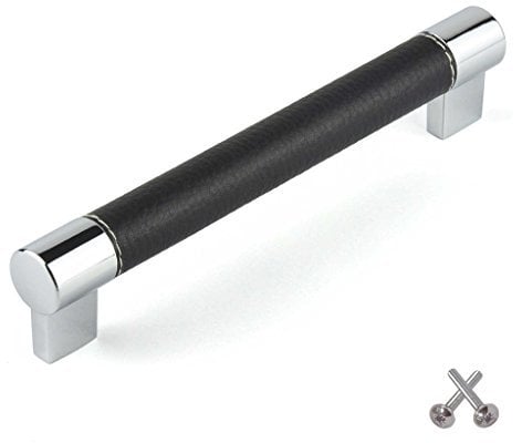 Leather Chrome Bar Kitchen Cabinet Door Handle Cupboard Drawer Bedroom Furniture Handle 160mm