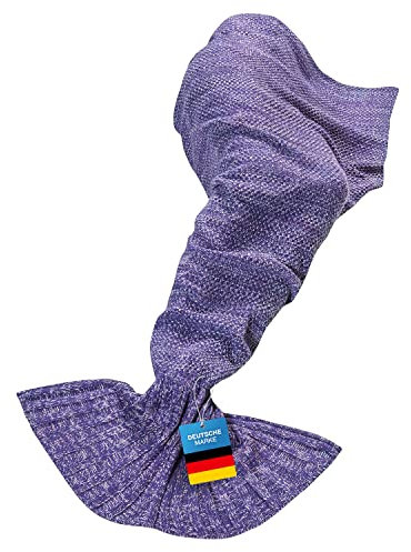 Feluna® Meerjungfrau Kuscheldecke Wolldecke Flossen-Decke Wohndecke Tagesdecke Strickdecke; Violett Lila