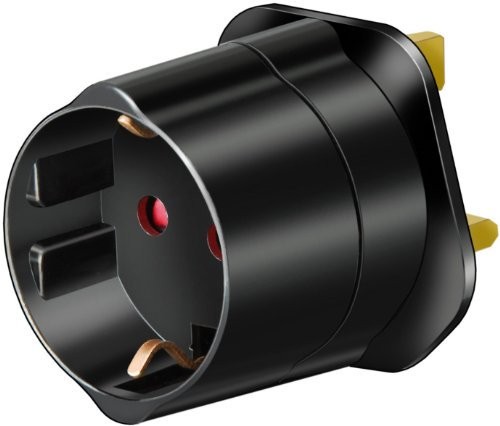 Brennenstuhl Reisestecker/Reiseadapter (Reise-Steckdosenadapter für: England Steckdose und Euro Stecker) Farbe: schwarz (3 Stück)