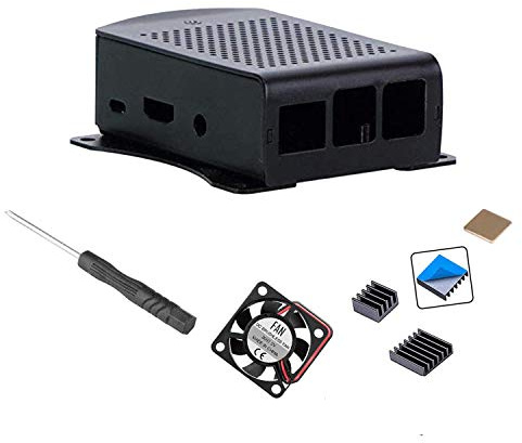 RLTech Case for Raspberry Pi 3 Model B+, Aluminum Alloy Raspberry Pi Case with Fan Heatsinks for Raspberry Pi 3 Model B+, Raspberry Pi 3/2 Model B (Black)