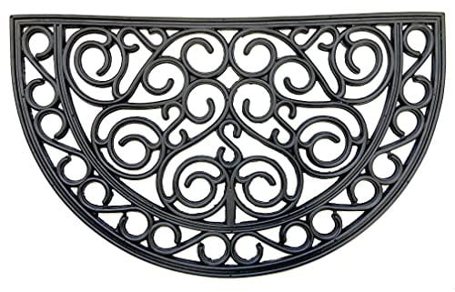 PROGOM - Paillasson 100% Caoutchouc - Noir - Demi Lune - Effet Fer forgé - 75 x 45 x 1.2 cm (1)