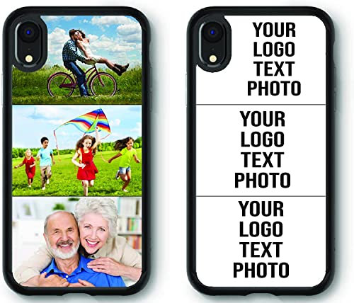 Mobile Stuff Personalised Phone Case for iPhone XR, Shockproof TPU Bumper back Custom Cover Collage Your Own Photo for iPhone XR - 6.1 Inch, Personalize with Three Image Collage Layout B