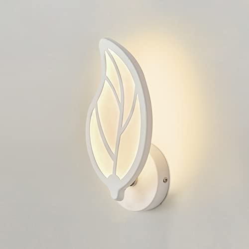 KRIPINC 12W Wandleuchte Innen, Acryl Wandlampe Innen, Blatt Design Weiße LED Wandleuchte, Wandleuchte Kinderzimmer, Wandlampe Modern für Wohnzimmer, Schlafzimmer, Nachttisch (Dreifarbiges Licht)