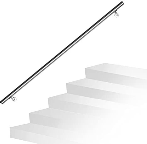 Daromigo Main courante d'escalier en acier inoxydable - Rampe murale avec support mural et embouts - Rampe d'escalier intérieure et extérieure pour escaliers, balustrade, balcon - Longueur : 160 cm